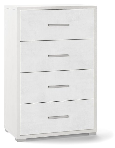 Cassettiera con 4 Cassetti 71x110x41 cm Ossido Bianco