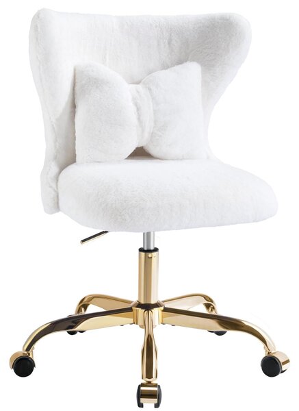 Sedia da trucco con ruote, color oro, regolabile in altezza, bianca