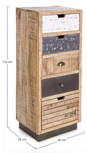 Cassettiera 5 Cassetti Tudor in Legno