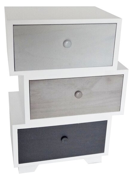 Cassetiera con 3 Cassetti Joint Divisibile in Legno Paulownia Bianco Fadi