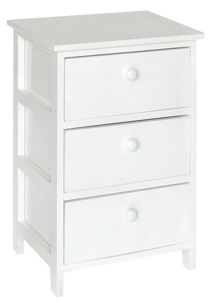 Cassetiera con 3 Cassetti in Legno Paulownia Bianco Fadi