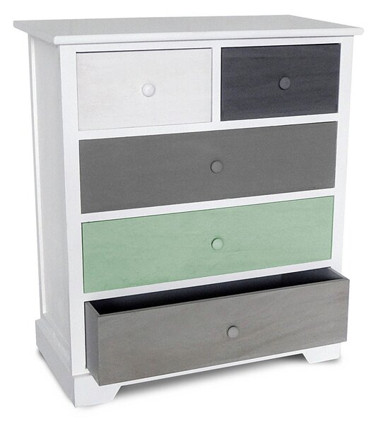 Cassetiera con 5 Cassetti in Legno Paulownia Multicolor Fadi