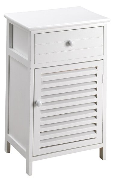 Cassetiera con 1 Cassetto e 1 Anta in Legno Paulownia Bianco Fadi