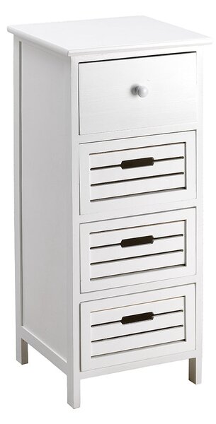 Cassetiera con 4 Cassetti in Legno Paulownia Bianco Fadi