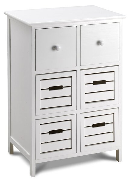 Cassetiera con 6 Cassetti in Legno Paulownia Bianco Fadi