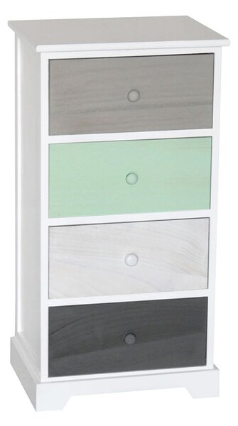 Cassetiera con 4 Cassetti in Legno Paulownia Multicolor Fadi