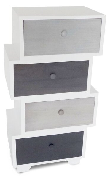 Cassetiera con 4 Cassetti Joint Divisibile in Legno Paulownia Bianco Fadi