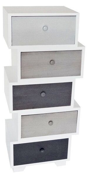 Cassetiera con 5 Cassetti Joint Divisibile in Legno Paulownia Bianco Fadi
