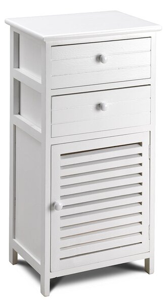 Cassetiera con 2 Cassetti e 1 Anta in Legno Paulownia Bianco Fadi