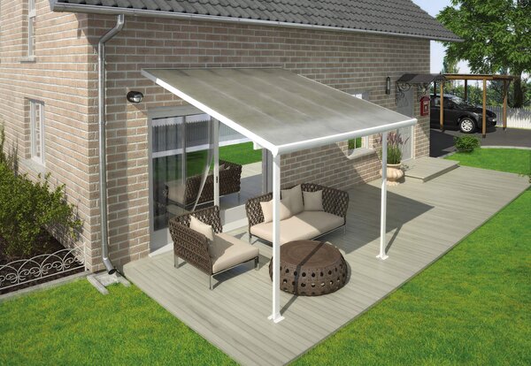 Pergola da Giardino in Alluminio 3x3,05m Onduline Emilia Bianco/Crystal
