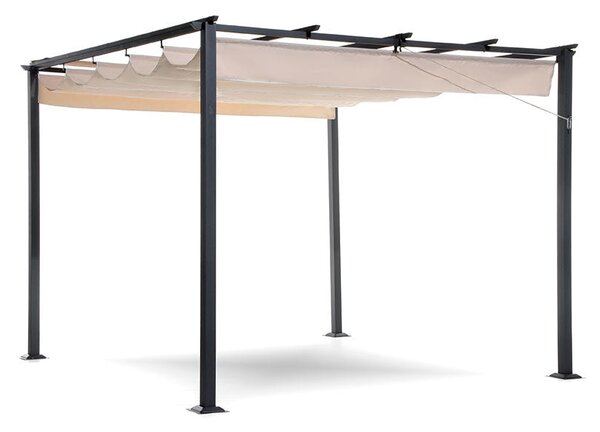 Pergola Gazebo da Giardino 3x3m Telo in Poliuretano con Apertura e Chiusura Scorrevole Taddei Suq