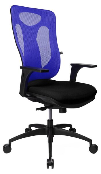 Sedia da ufficio con braccioli, rivestita in tessuto, colore nero/blu scuro, dimensioni 59x56x120 cm