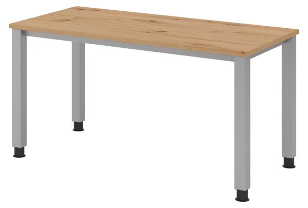 Bümö Scrivania Serie-Q (Mini) - Struttura: argento, Decorazione: rovere nodoso, Dimensioni: 140 x 67,2 cm