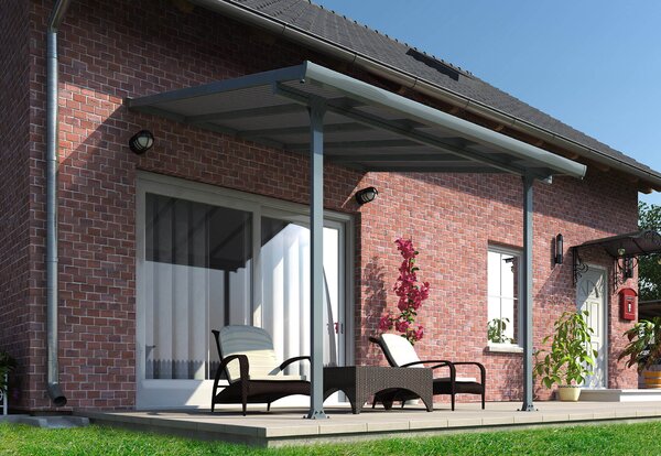 Pergola da Giardino in Alluminio 3x3,05m Onduline Emilia Grigio/Crystal