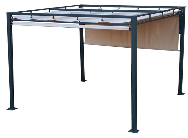 Pergola da Giardino 3x3m in Acciaio Maine Nero e Beige