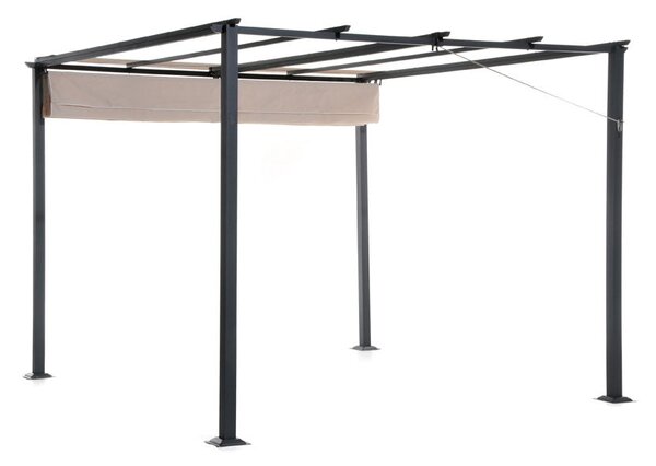 Pergola Gazebo da Giardino 3x3m Telo in Poliuretano con Apertura e Chiusura Scorrevole Taddei Suq