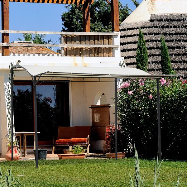 Pergola da Giardino 300x250x200-250A cm in Acciaio con Copertura in Tessuto Beige