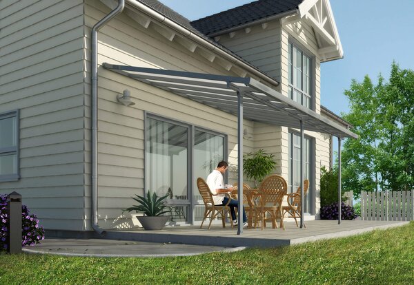 Pergola da Giardino in Alluminio 3x5,46m Onduline Emilia Grigio/Crystal