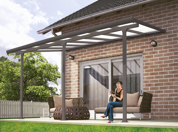 Pergola da Giardino in Alluminio 3x4,25m Onduline Emilia Grigio/Crystal