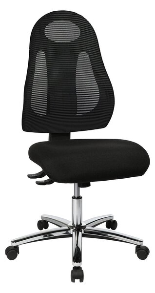 Sedia da ufficio ergonomica Free Art, modello Chrom, rivestita in tessuto nero
