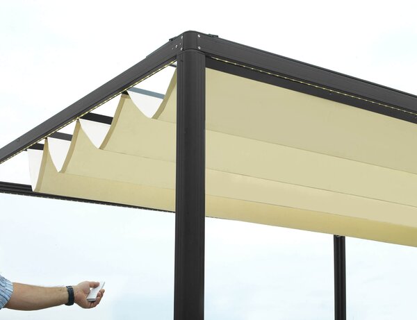Pergola da Giardino 3x3m in Alluminio Telo Retrattile Elettrico Nero