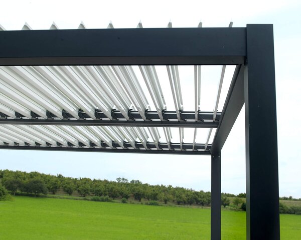 Pergola da Giardino 3x3m in Alluminio Telo Retrattile Manuale Nero
