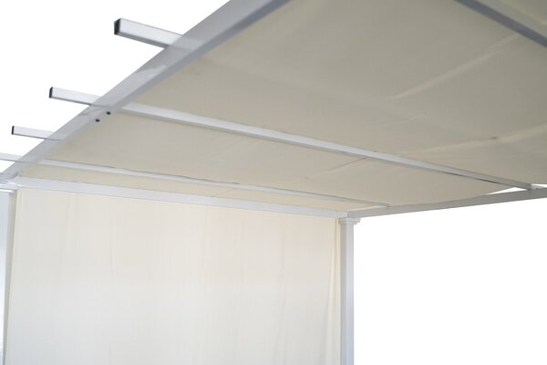 Pergola da Giardino 340x274x230 cm in Acciaio e Tessuto Bianco