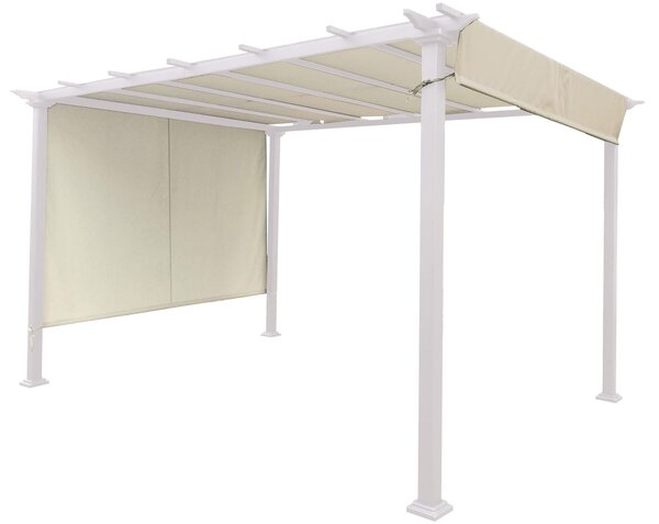 Pergola da Giardino 340x274x230 cm in Acciaio e Tessuto Bianco