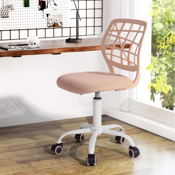 Sedia da ufficio per adolescenti, regolabile, rosa, in metallo, dimensioni 44x40x74-87 cm
