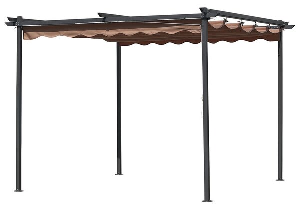 Pergola Gazebo da Giardino 3X3M Struttura in Acciaio Telo in Poliestere Ecru'