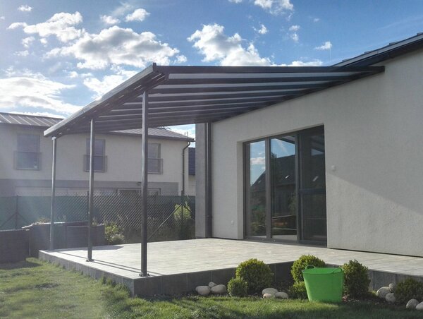 Pergola da Giardino 3,06x5,46m in Alluminio e Policarbonato Emilia-N21 Opalino Bianco