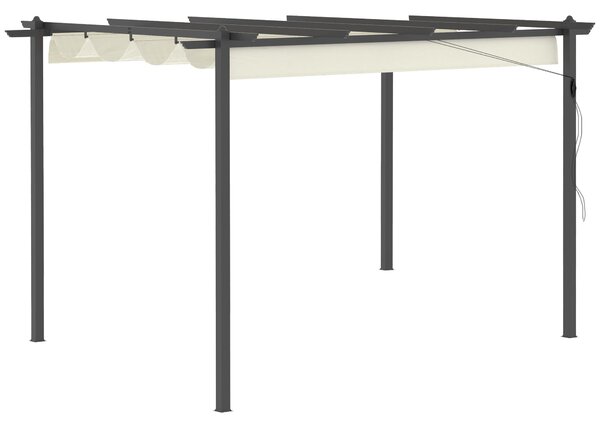 Pergola da Giardino 3,96x2,96m Tettuccio Retrattile e Struttura in Alluminio Crema
