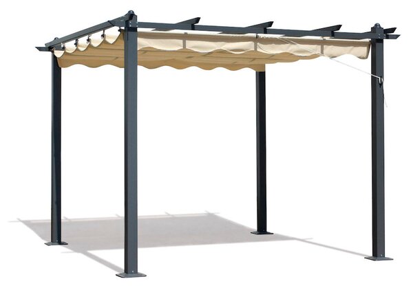 Pergola Gazebo da Giardino 3X3M Struttura Ferro e Alluminio Telo Retrattile Bertozzi Firenze