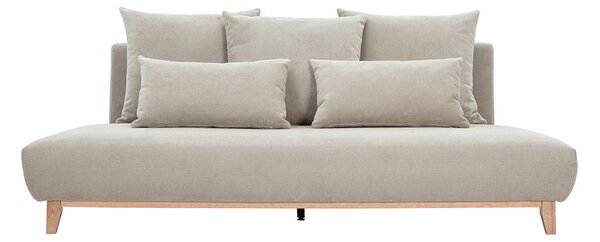 Divano a 3 posti in tessuto ciniglia beige e legno chiaro L201 cm BASTILLE