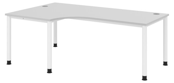 Scrivania bümö Serie H - Finitura: grigio, Dimensioni: scrivania angolare 200 x 120 cm, Struttura: bianco