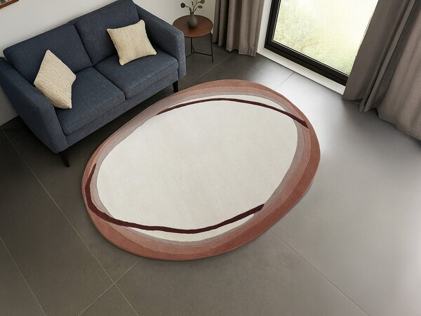 Tappeto organico in lana 100% lavorato a mano - 160 x 225 cm - Avorio e marrone - 2100g/m² - YELINA
