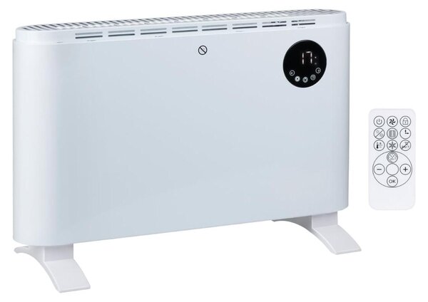 Stufa a convezione da 2000 W, con termostato, 2 livelli di potenza, colore bianco