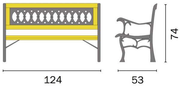 Panca da Giardino in Legno e Ghisa 124x53x74cm Vorghini James
