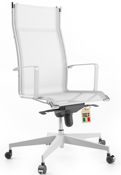 Sedia da ufficio ergonomica con schienale in mesh, regolabile in altezza e inclinazione, colore bianco
