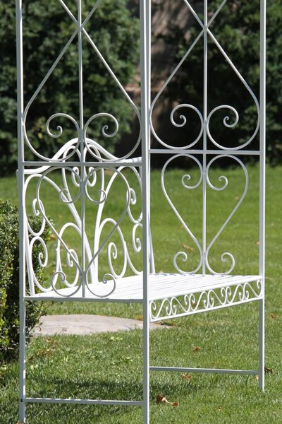 Panchina da Giardino in Ferro con Arco 116x47H230cm Viareggio Bianca