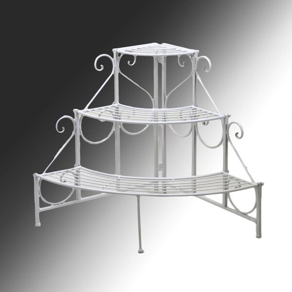 Portavaso in Metallo Scaletta 3 Gradini 81x58H60cm Bianco
