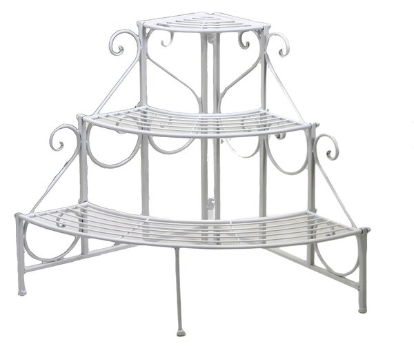 Portavaso in Metallo Scaletta 3 Gradini 81x58H60cm Bianco