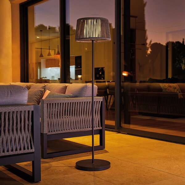 Lumisky Lampada LED da pavimento solare Soleo, grigio scuro, altezza 141 cm, acciaio Soleo, Alluminio / Grigio / Zincato, Metallo, Moderno
