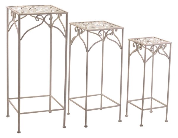Set 3 Portapiante in Metallo 30x30H73cm Jessica Bianche