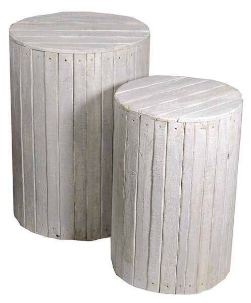 Set 2 Portapiante in Legno ø49H70cm Bianco