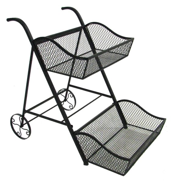 Scaffale Portapiante in Acciaio 2 Piani 98x58H91cm Nero