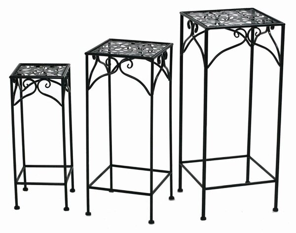 Set 3 Portapiante in Metallo 30x30H73cm Jessica Nere