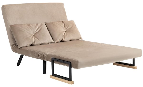 HOMCOM Divano letto ribaltabile con funzione letto e schienale regolabile, marrone chiaro