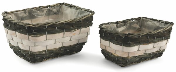 Set 2 Portavasi Rettangolari in Legno Soriani Grigio