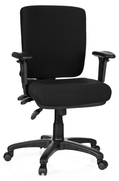 Sedia da ufficio ergonomica, in tessuto, colore nero, con altezza regolabile